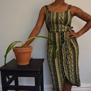 Jamie Brooke Green Patterned 90's Lounging Wrap Dr